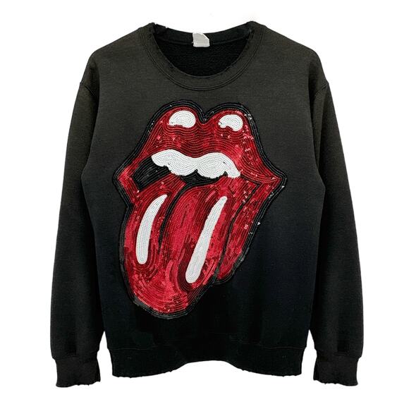 MADEWORN Rolling Stones Sequin Sweatshirt Size XS - Picture 1 of 9